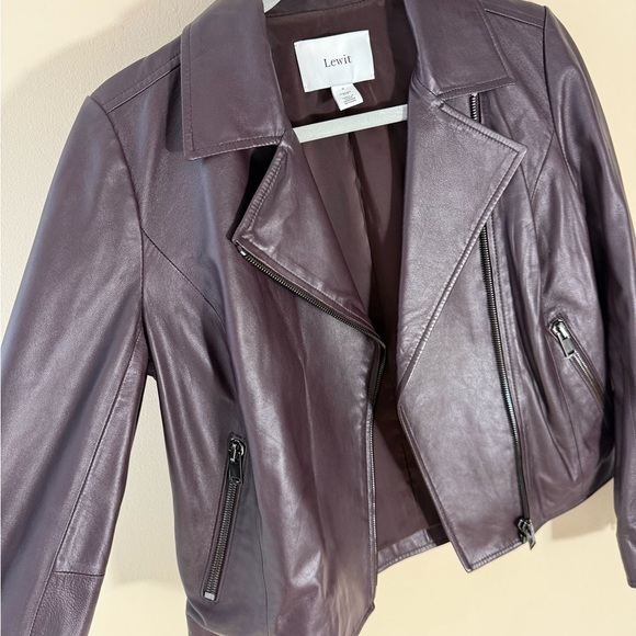 Lewit 100% Leather jacket wine burgundy brown color size Small - Picture 5 of 8